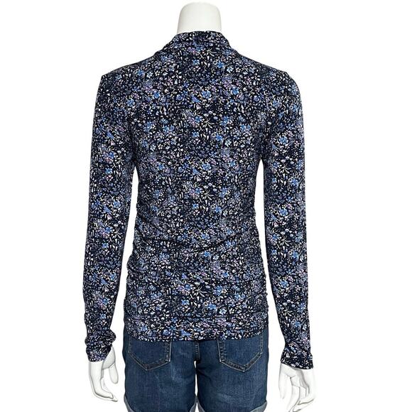 J.Crew Ruched Matte Jersey Turtleneck Coventry Floral Size Medium - Picture 4 of 10